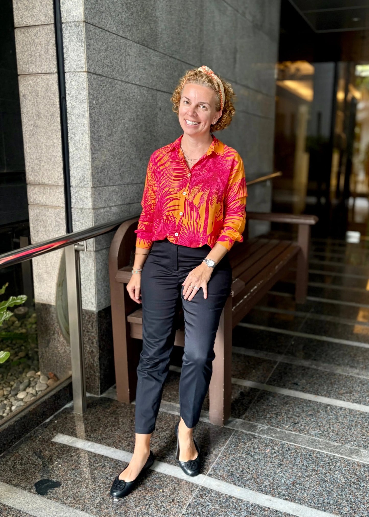 Prag Shirt Orange Fushia, cotton silk shirt, everyday sihrt