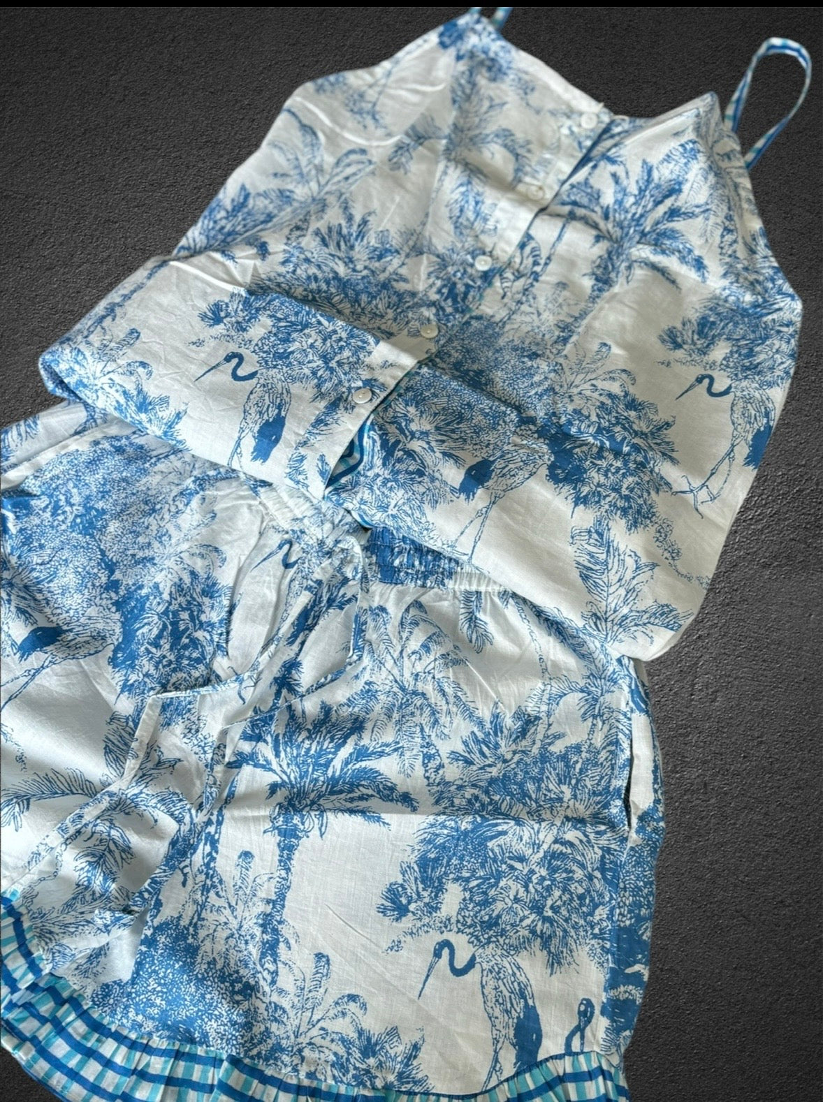 Cotton Block print Pj set Short Frilled ; Bluey
