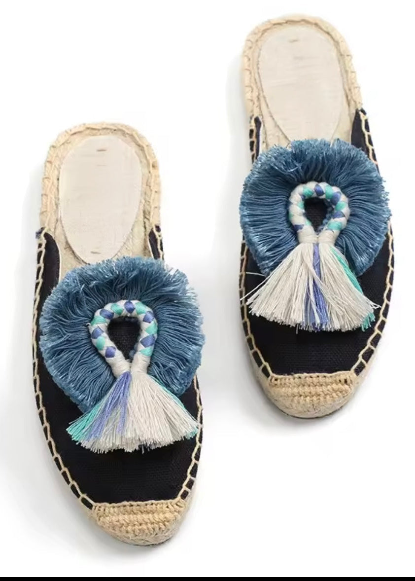 Tassel Espadrilles Navy Blue Tassel