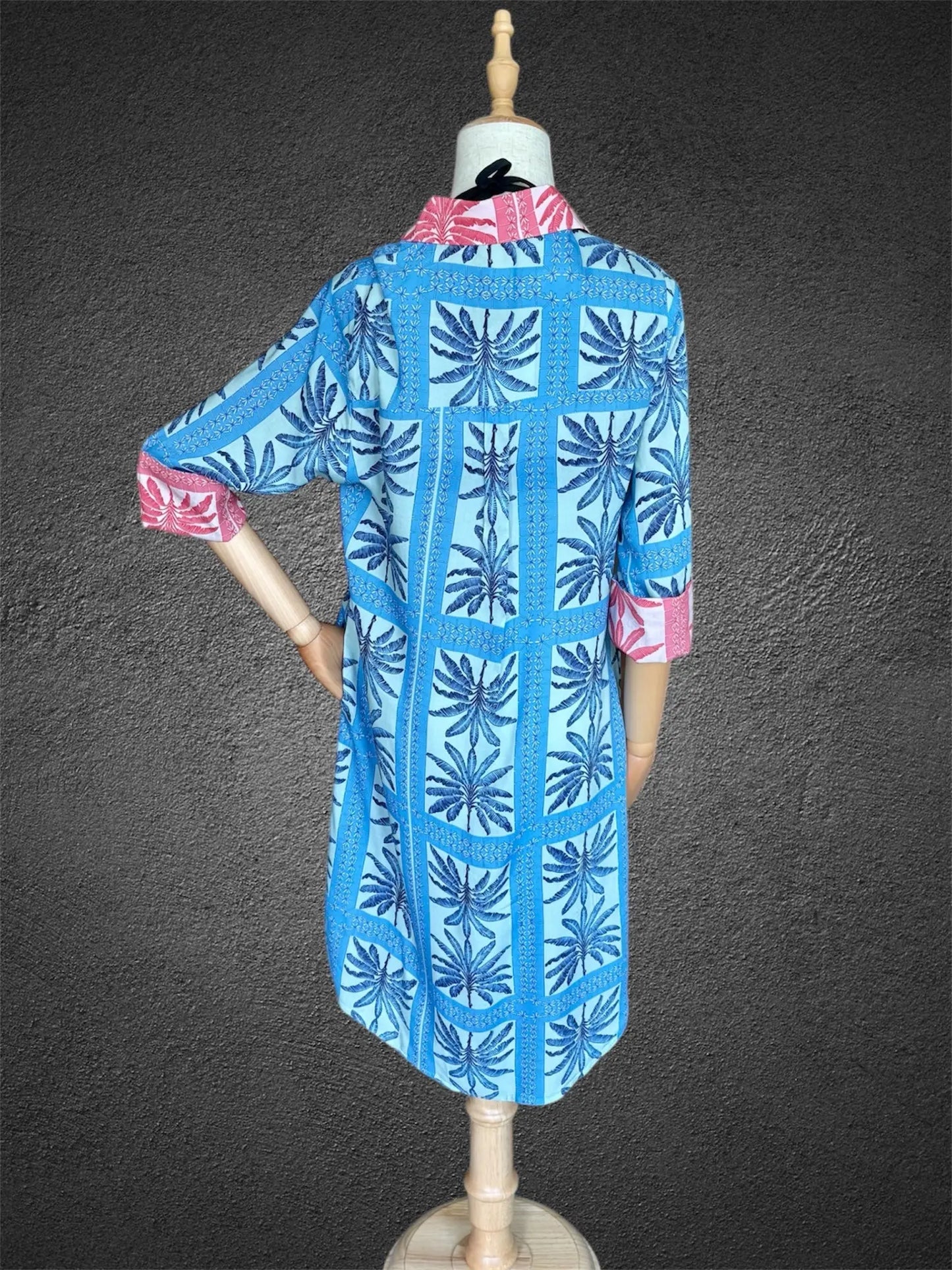 Amalfi Cotton Shirt Dress Sage Palm Tree Nature Me