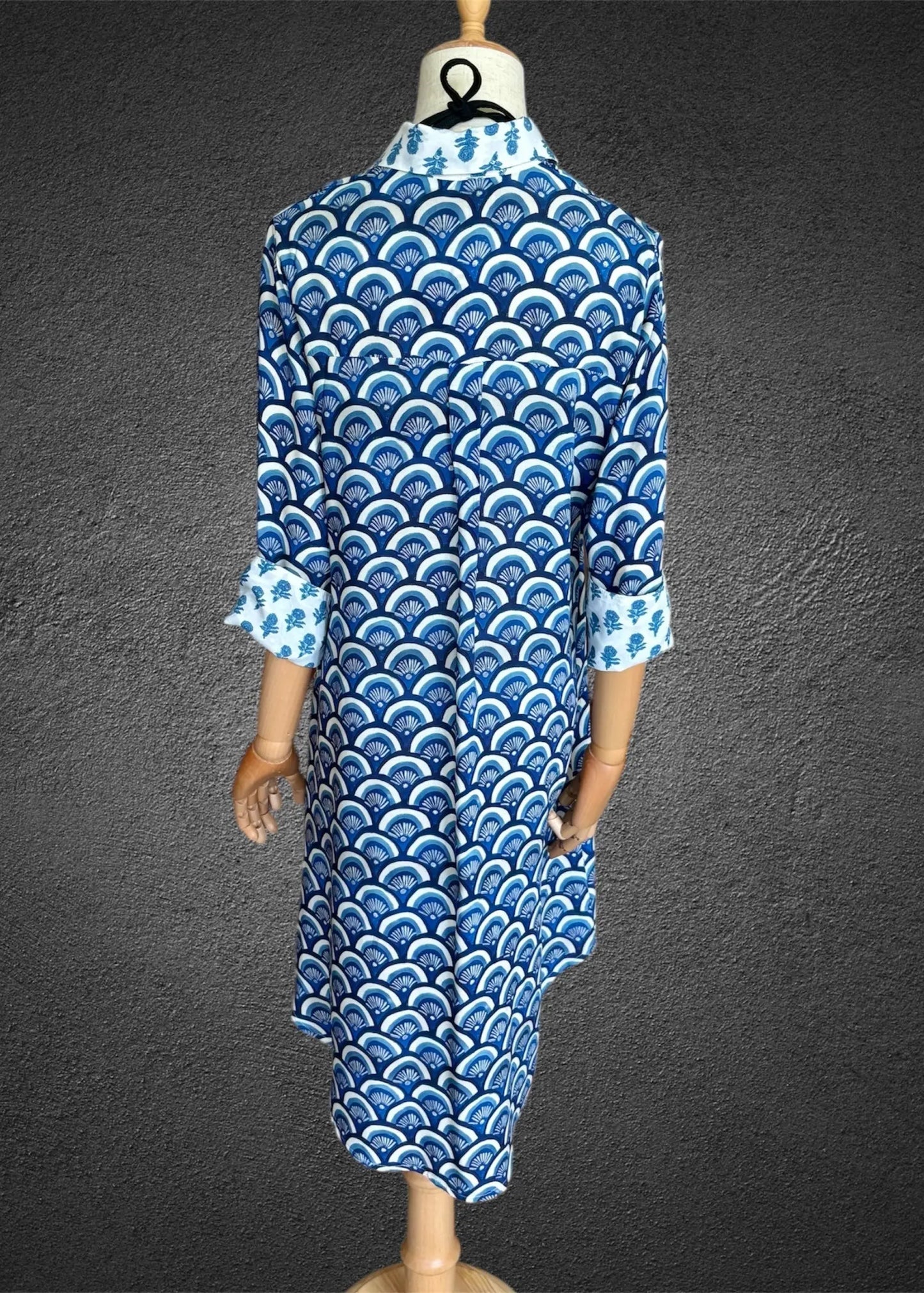 Amalfi Cotton Shirt Dress Blue Waves Nature Me