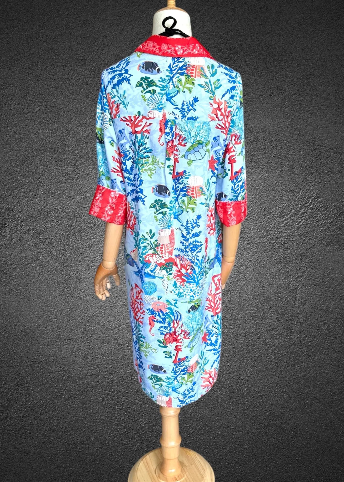 Amalfi Cotton Shirt Dress Ocean Life Nature Me