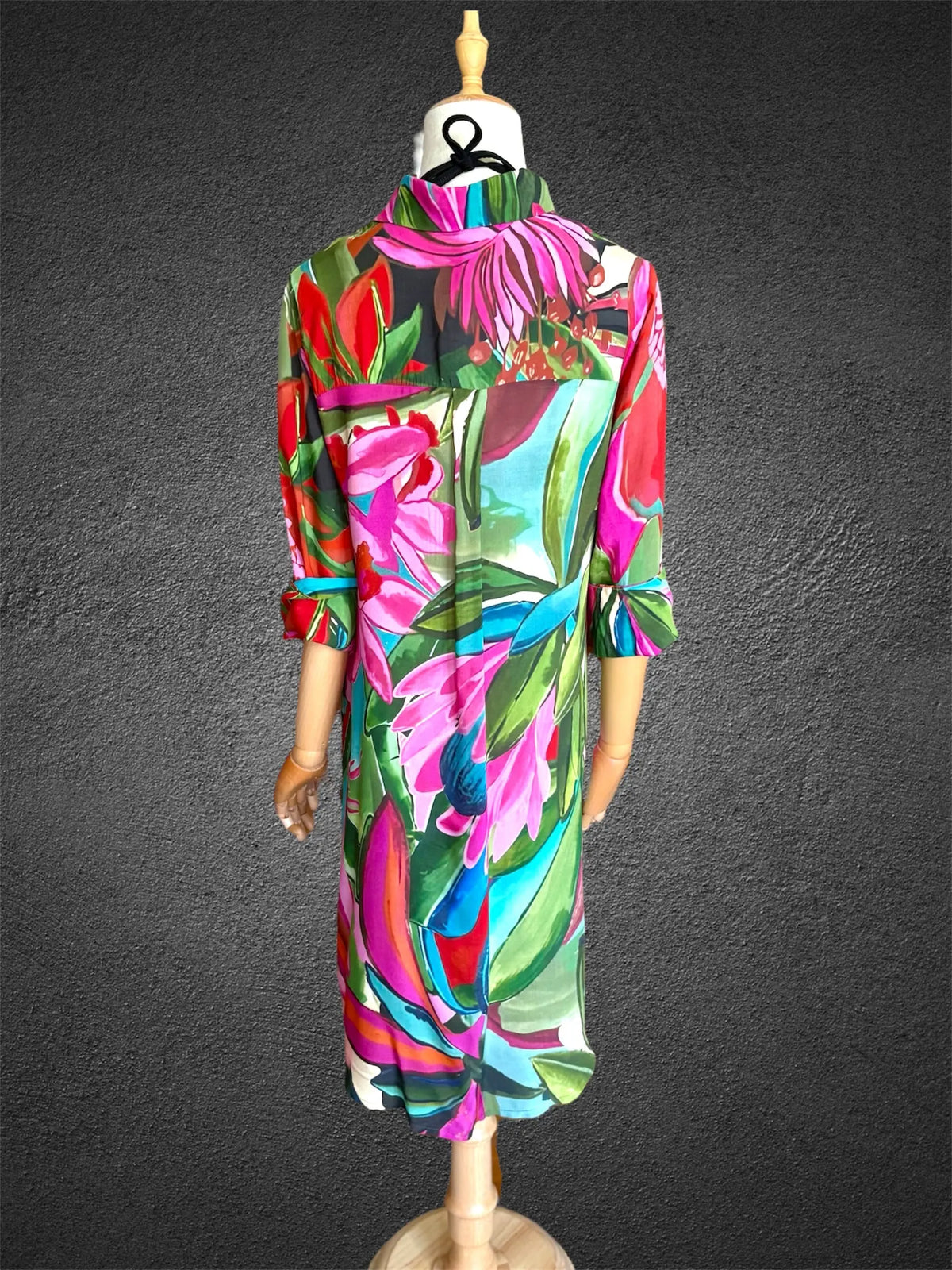 Amalfi Cotton Shirt Dress Pink Green Floral Nature Me