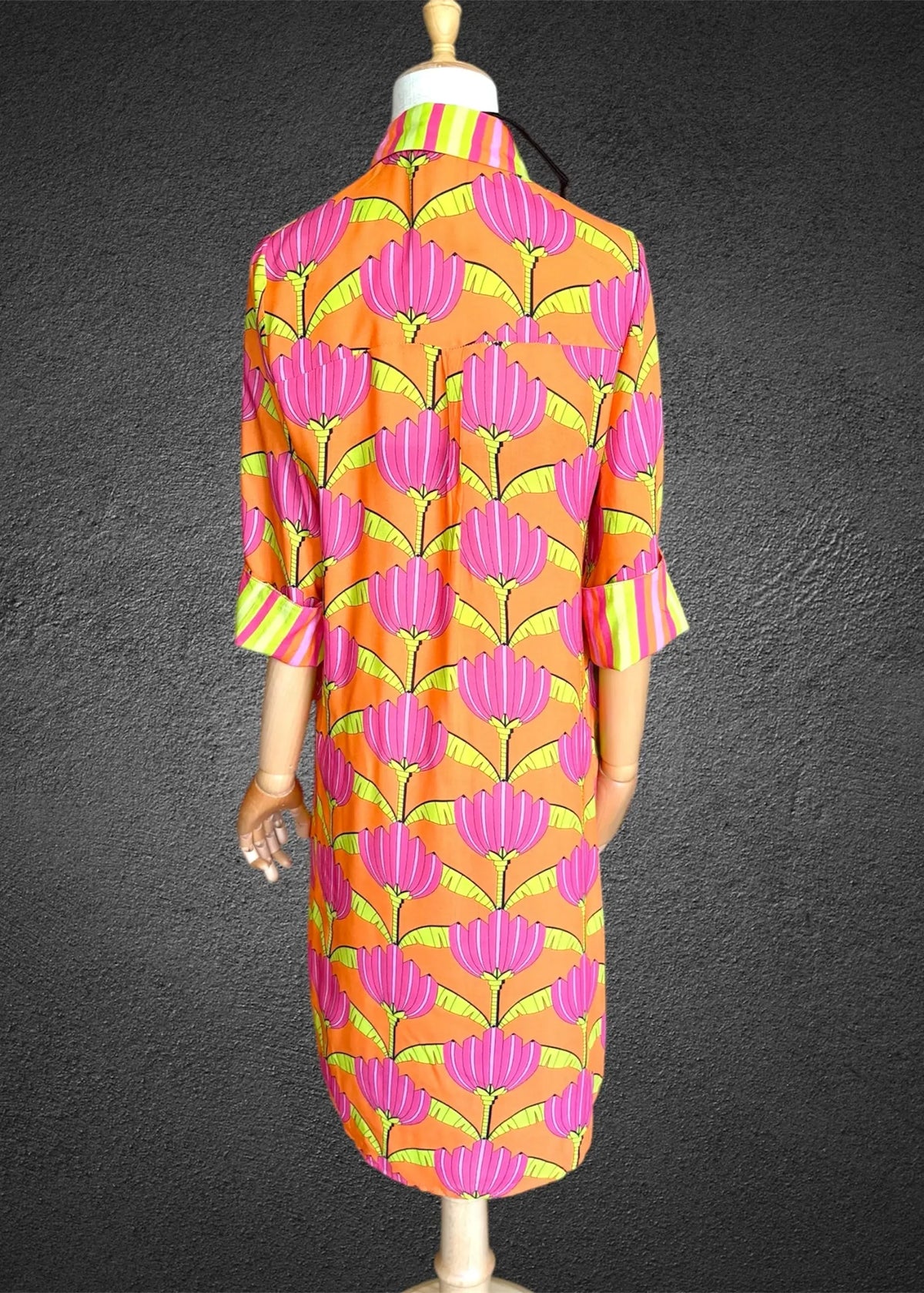 Amalfi Cotton Shirt Dress Orange Pink Lotus Nature Me