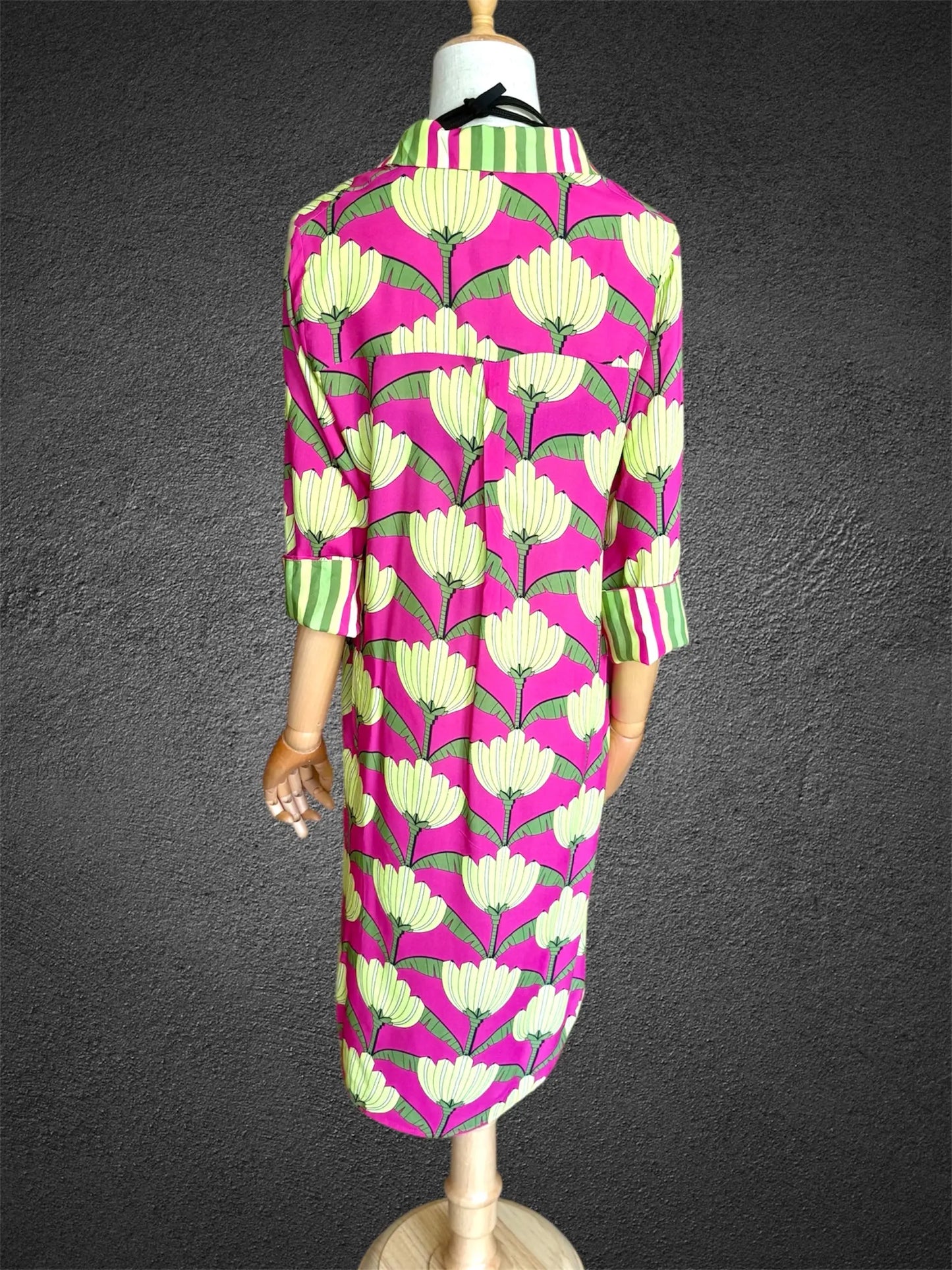 Amalfi Cotton Shirt Dress Pink Yellow Lotus Nature Me