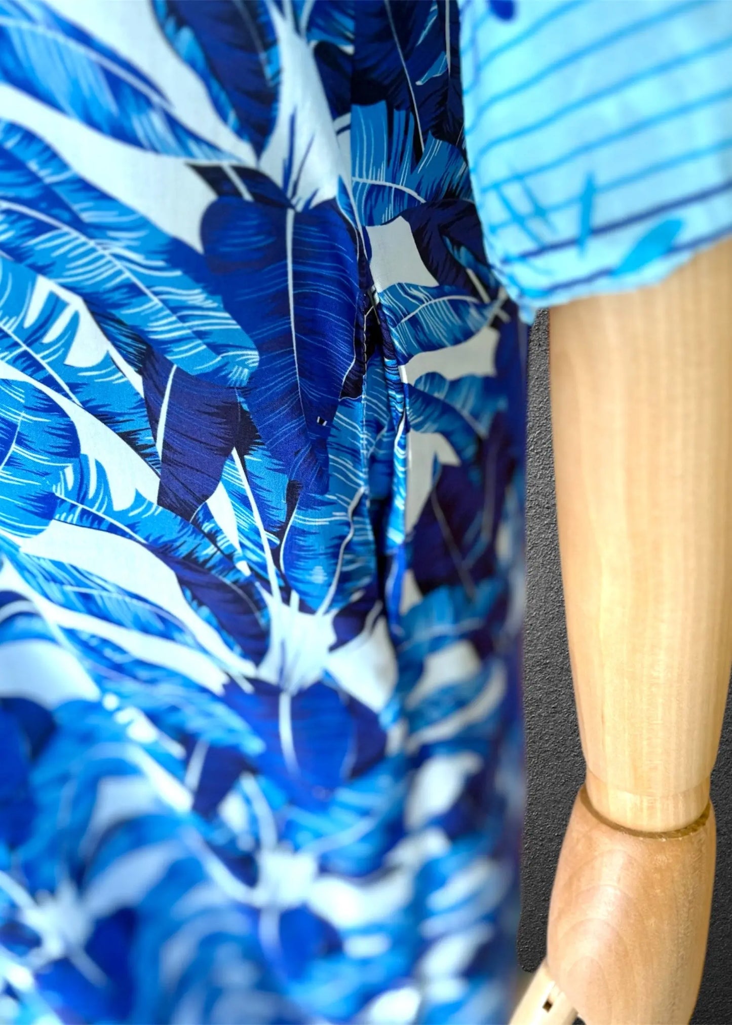 Amalfi Cotton Shirt Dress Maxi Blue Feathers Etico