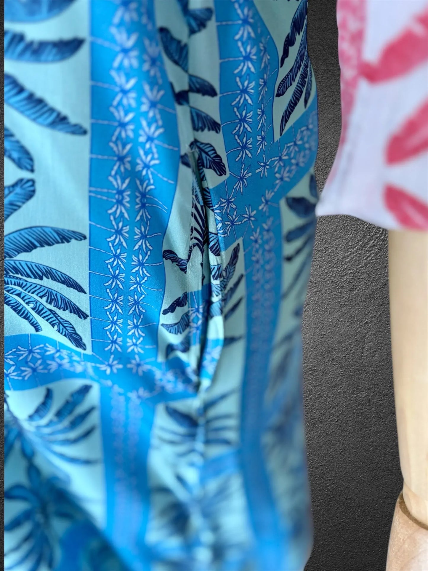 Amalfi Cotton Shirt Dress Maxi Sage Palm Tree Etico