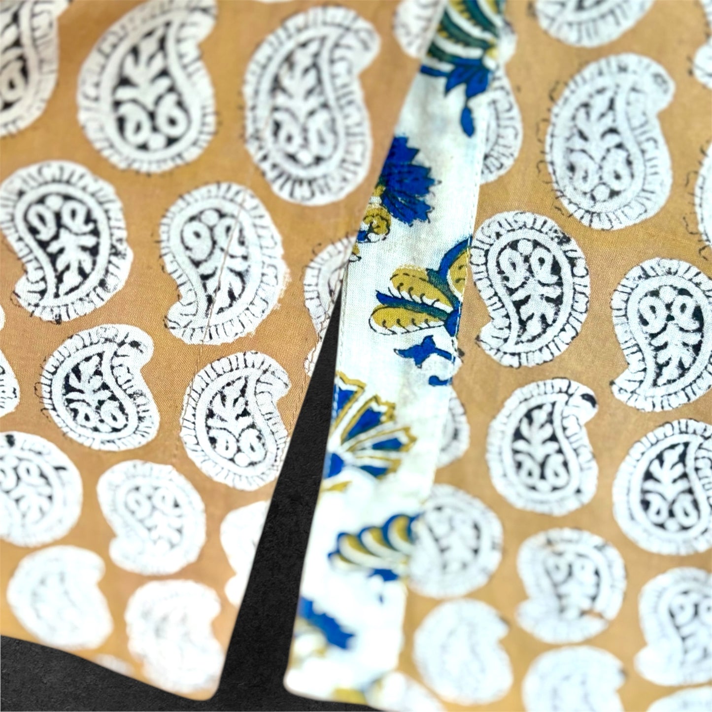 Block Print Cotton Shirt Dress Golden drops