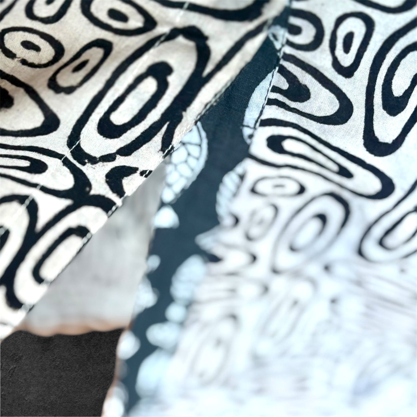 Block Print Cotton Shirt Dress Beige Rounds
