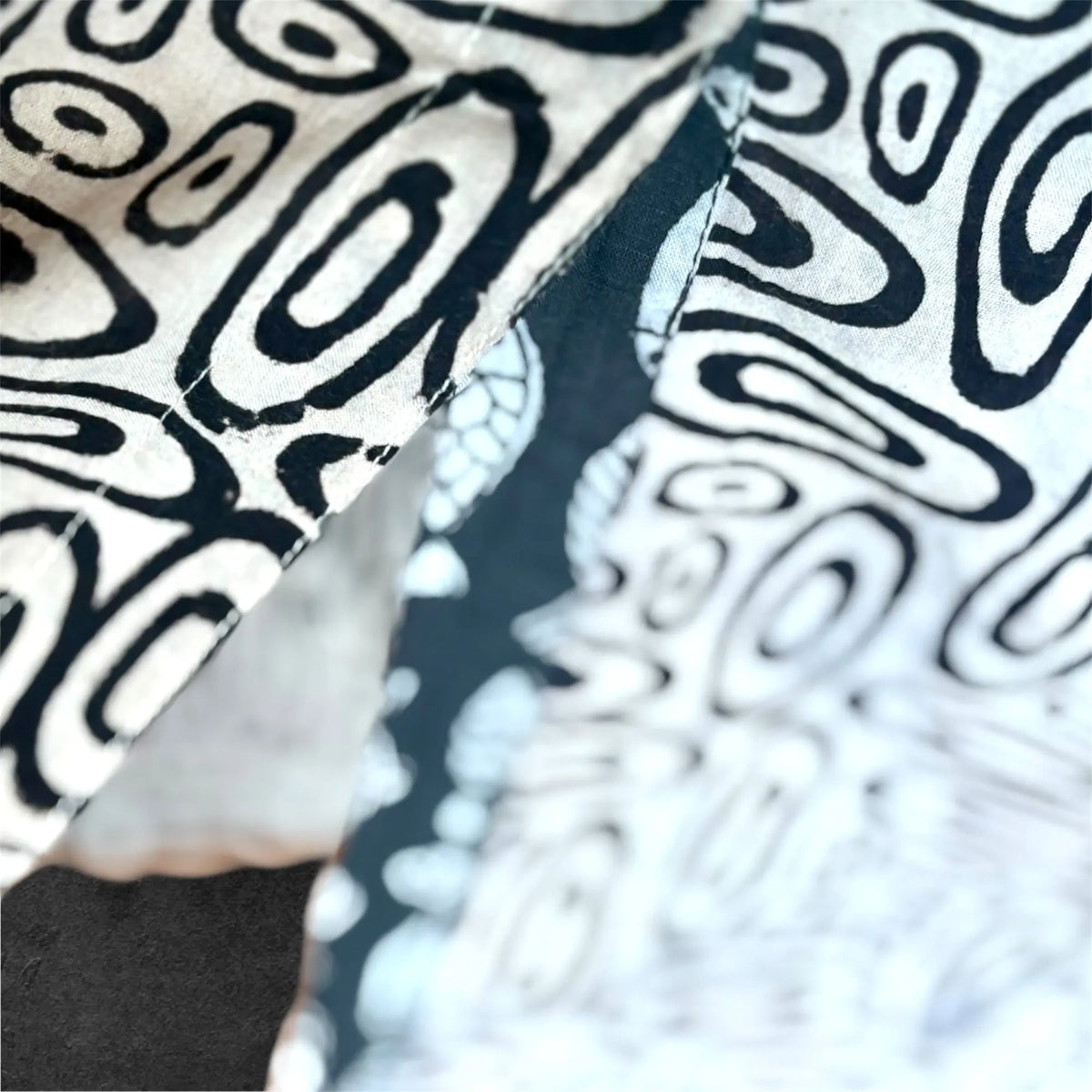 Block Print Cotton Shirt Dress Beige Rounds