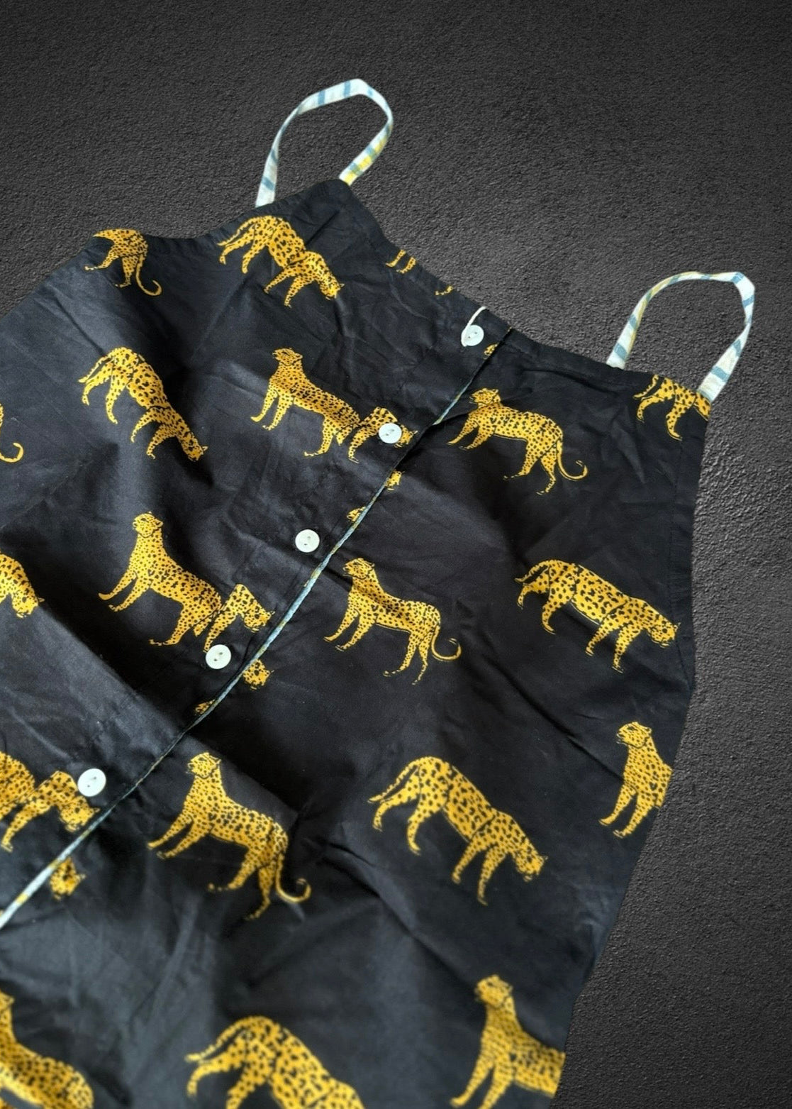 Cotton Block print Pj set Short Frilled ; Leopard