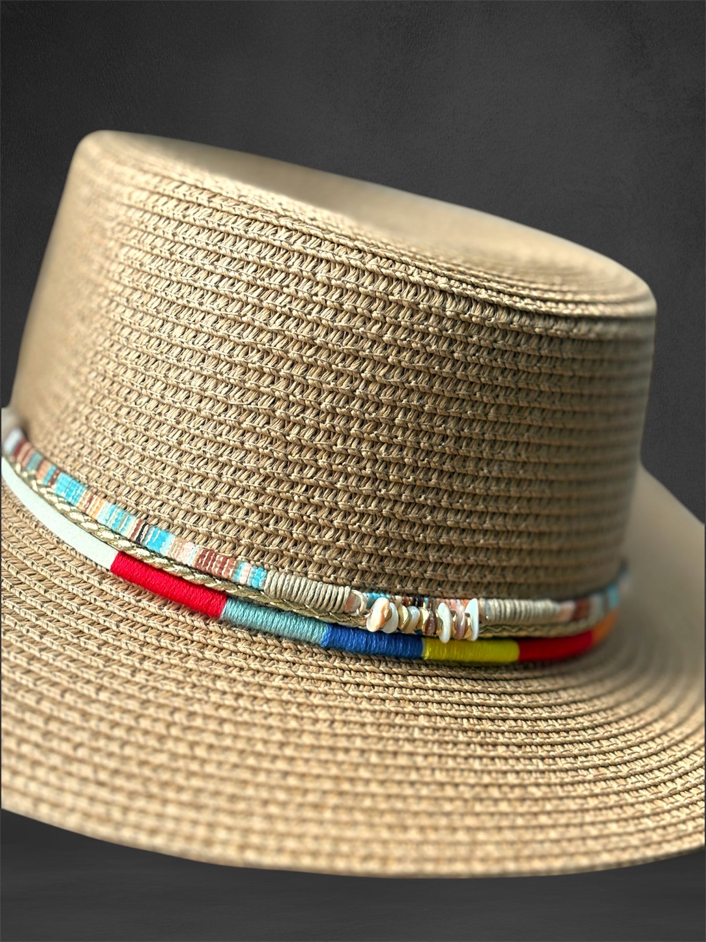 Straw Hat Pink Rainbow