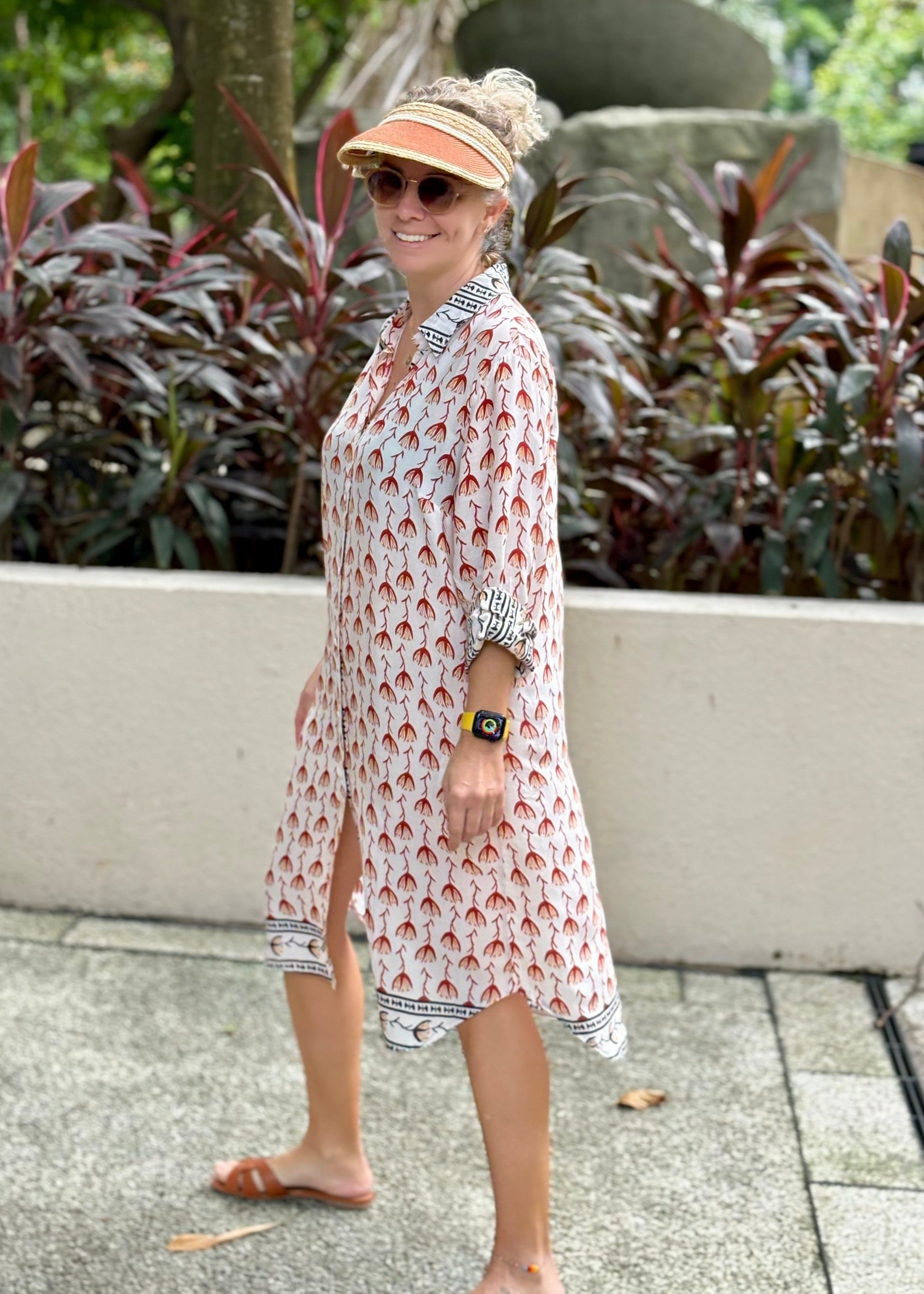Amalfi Cotton Summer and Beach Shirt Dress Terra Cotta – Nature Me