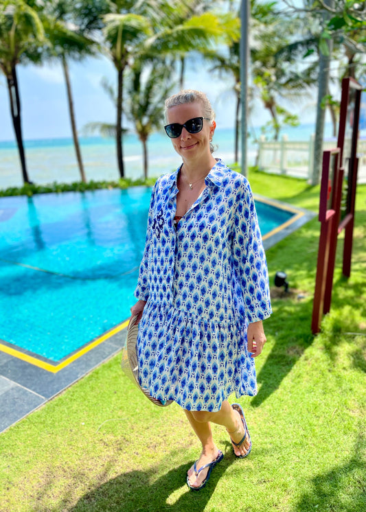 beach dress ; summer dress summer dress; beach dress; shirt dress ; casual dress ;cotton dress ;everyday dress; midi dress; viscos dress ;colorful dress ; relax dress; comfortable dress; sustainable fashion ; slow fashion; eco friendly 