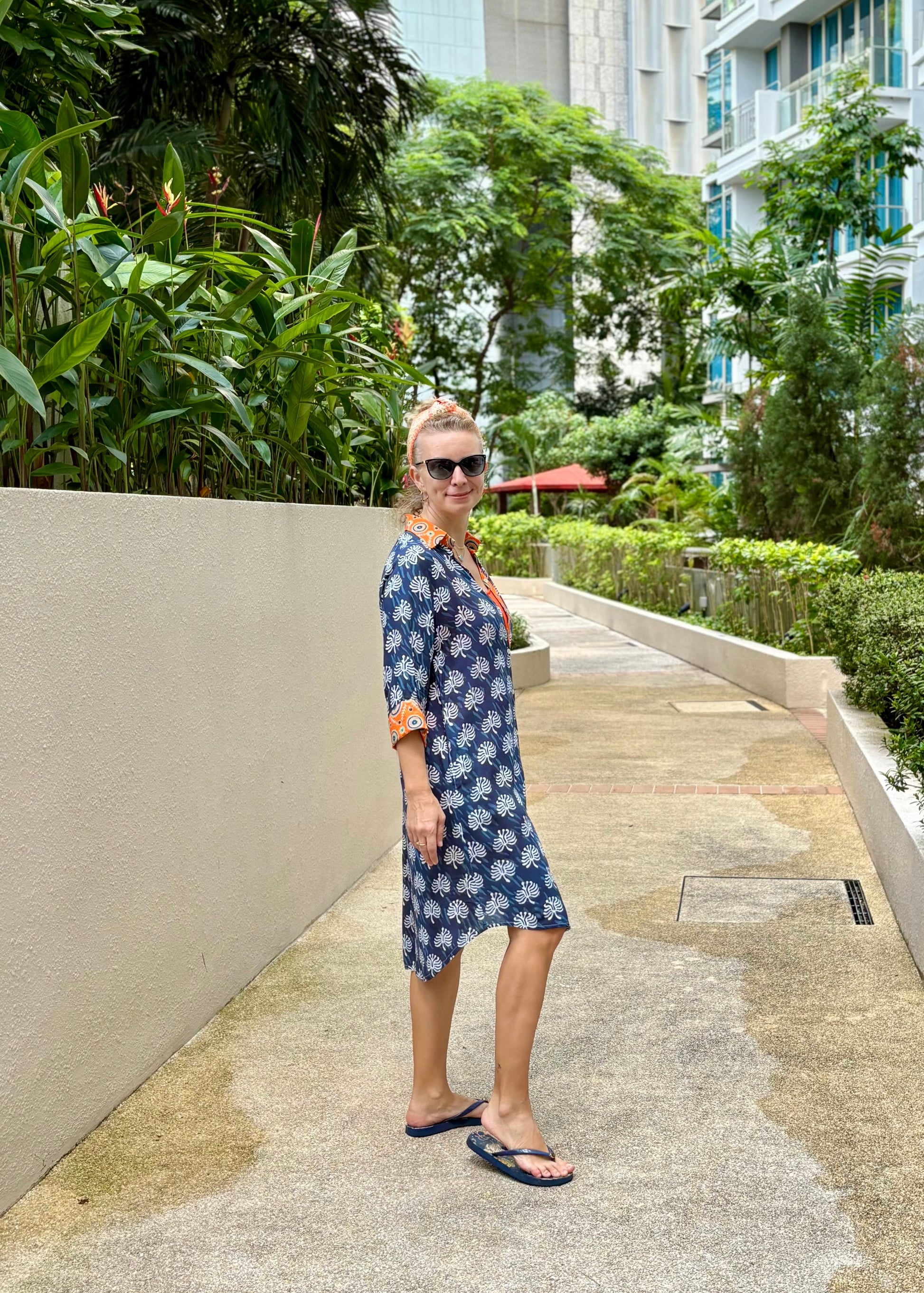 Amalfi Cotton Shirt Dress Navy Orange – Nature Me Amalfi Cotton Shirt Dress Navy Orange – Nature Me