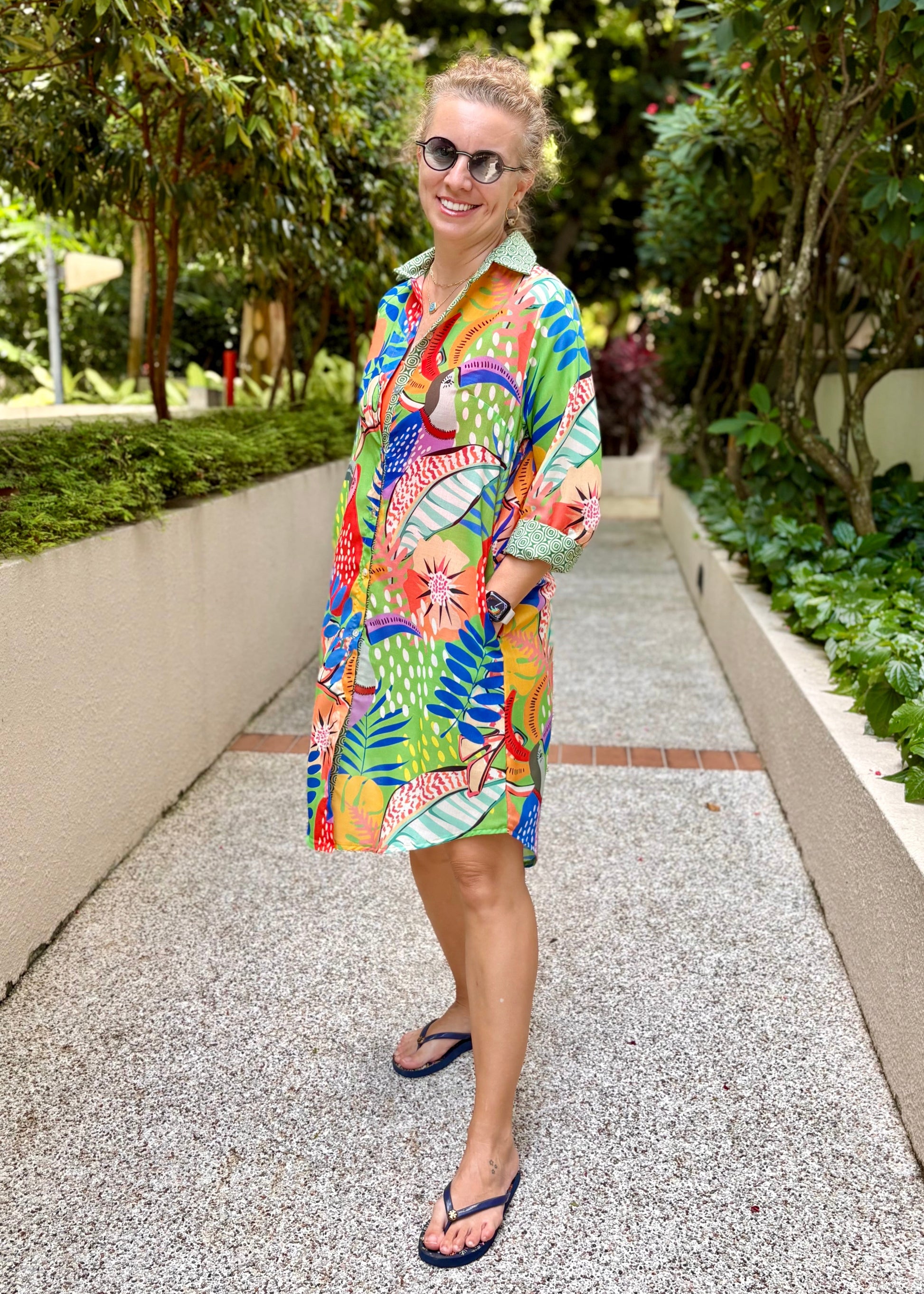 Amalfi Cotton Shirt Dress Parrots – Nature Me Amalfi Cotton Shirt Dress Parrots – Nature Me
