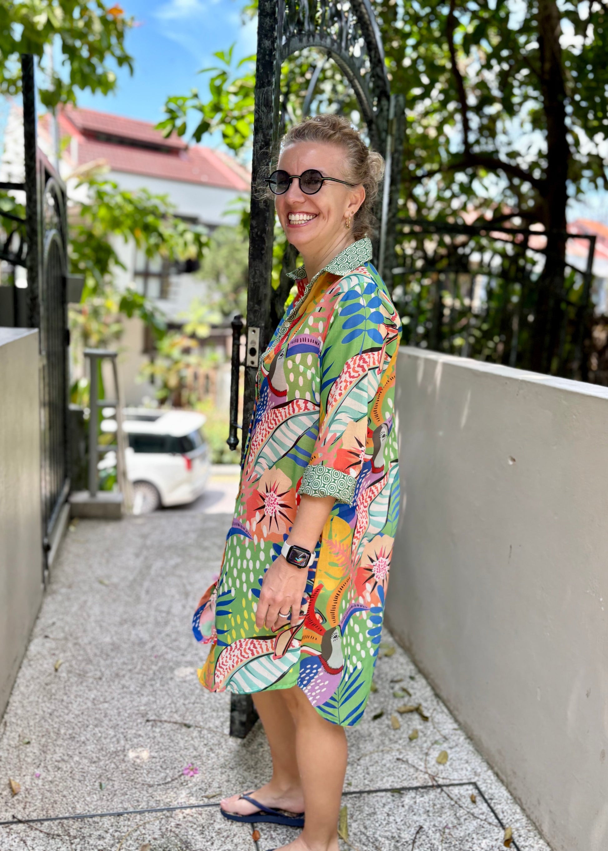 Amalfi Cotton Shirt Dress Parrots Nature Me Amalfi Cotton Shirt Dress Parrots Nature Me
