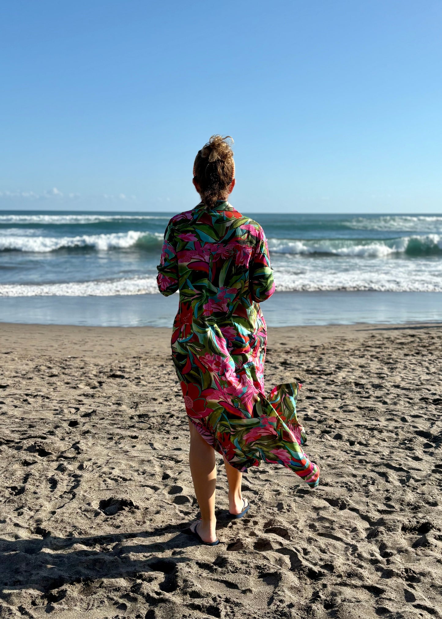 *Amalfi Cotton Shirt Dress Maxi Pink Green Floral