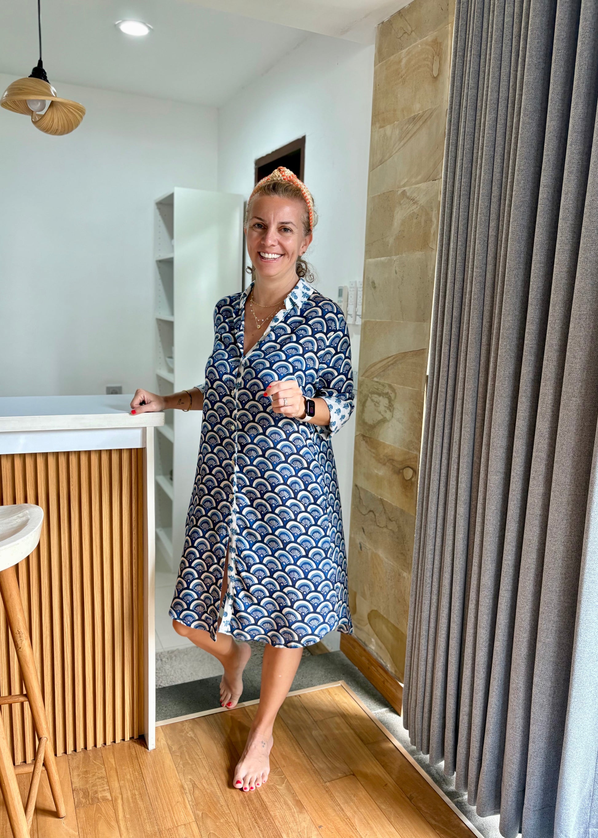 Amalfi Cotton Shirt Dress Blue Waves Nature Me Amalfi Cotton Shirt Dress Blue Waves Nature Me