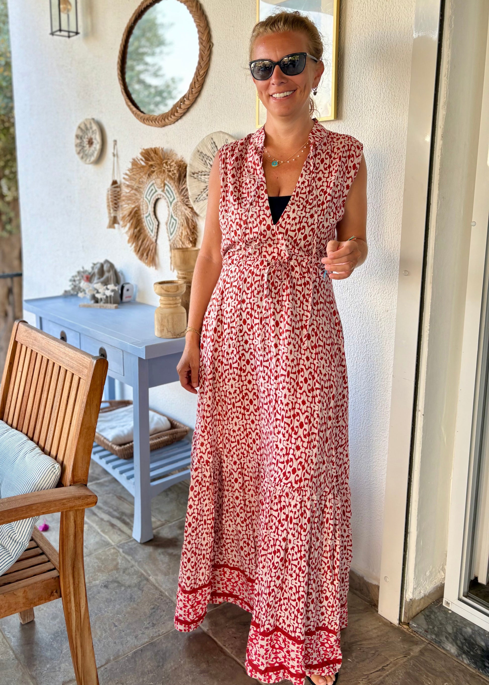 Bora Bora Cotton Maxi Dress Red Nature Me Bora Bora Cotton Maxi Dress Red Nature Me