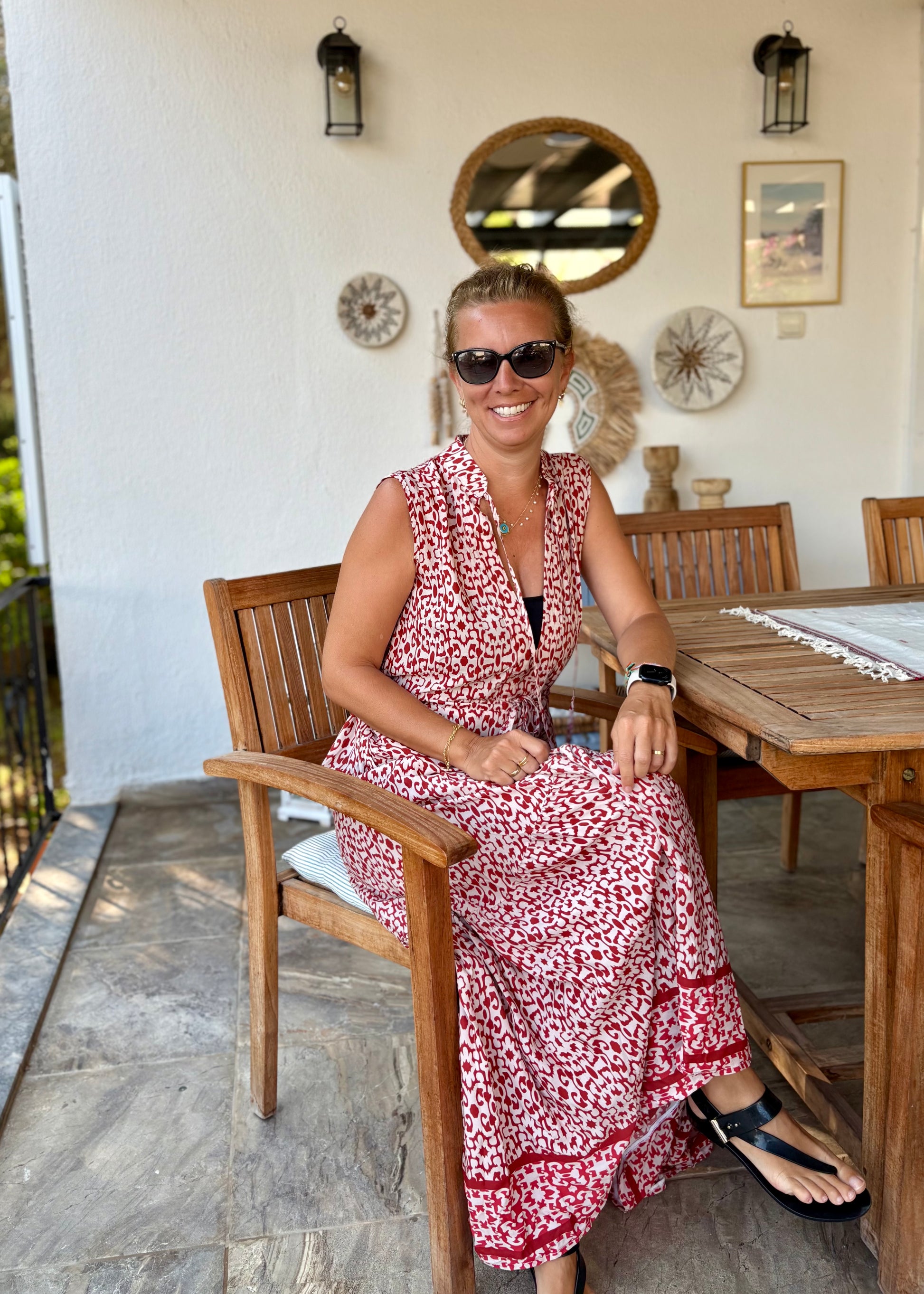 Bora Bora Cotton Maxi Dress Red Nature Me Bora Bora Cotton Maxi Dress Red Nature Me