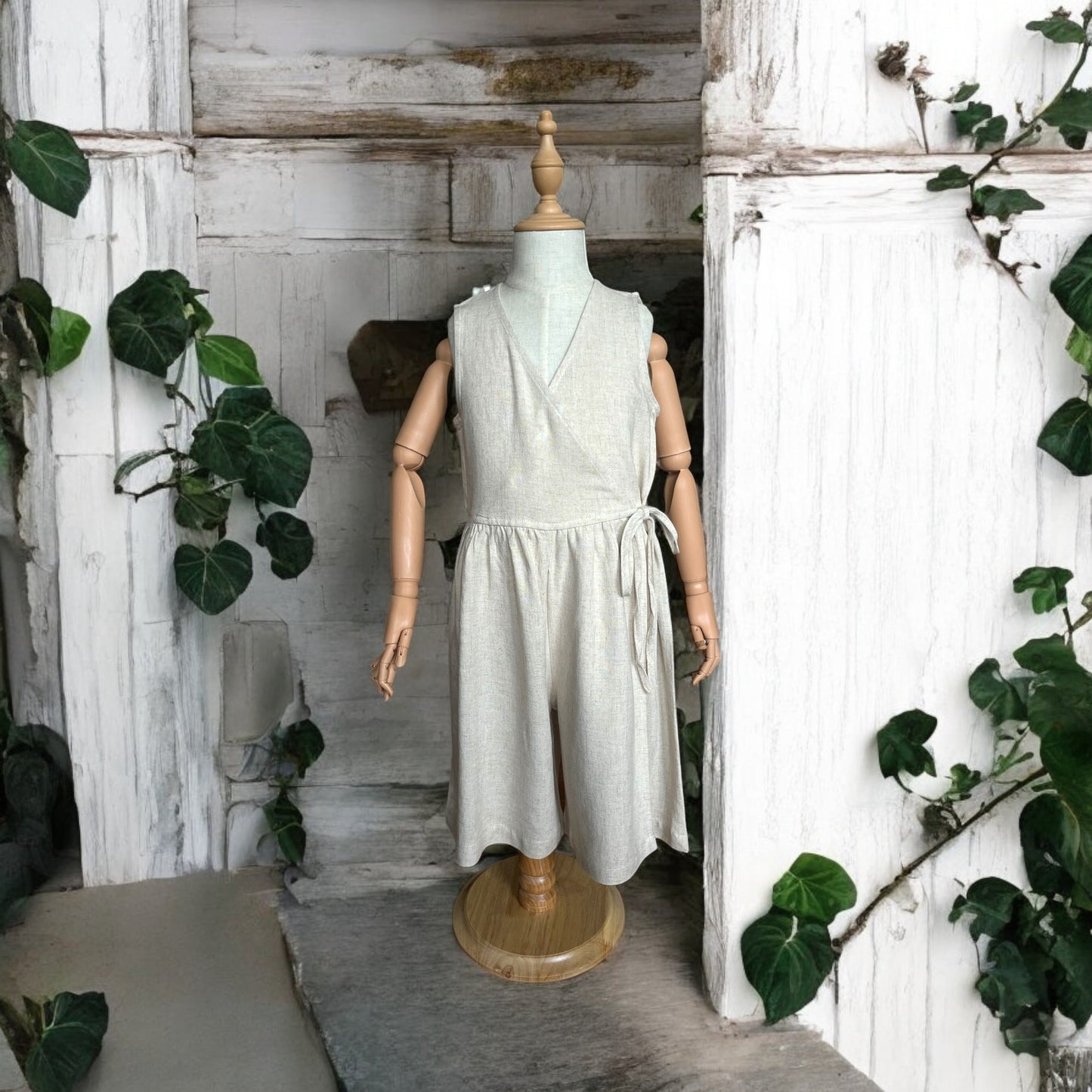 Girls Linen Jumpsuit Short Anvelope