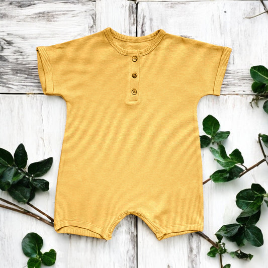 Organic Cotton Baby Romper Unisex Mustard