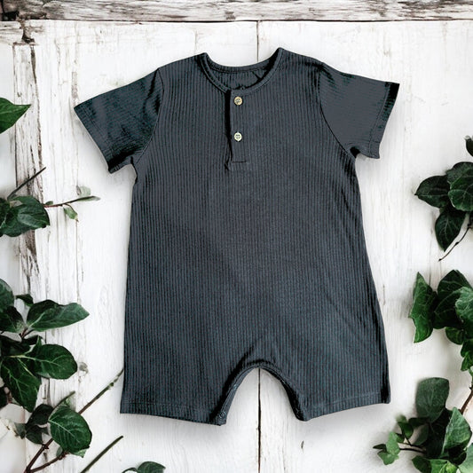 Organic Cotton Baby Romper Unisex Anthracite