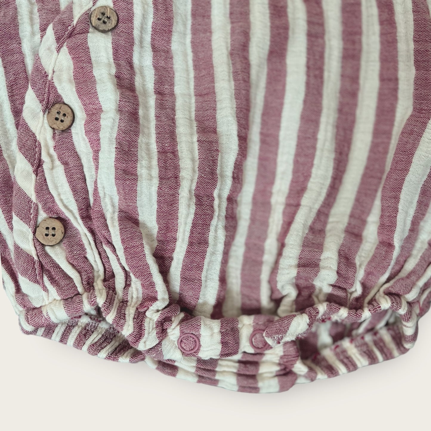 Organic Muslin Baby Romper Brick Stripy