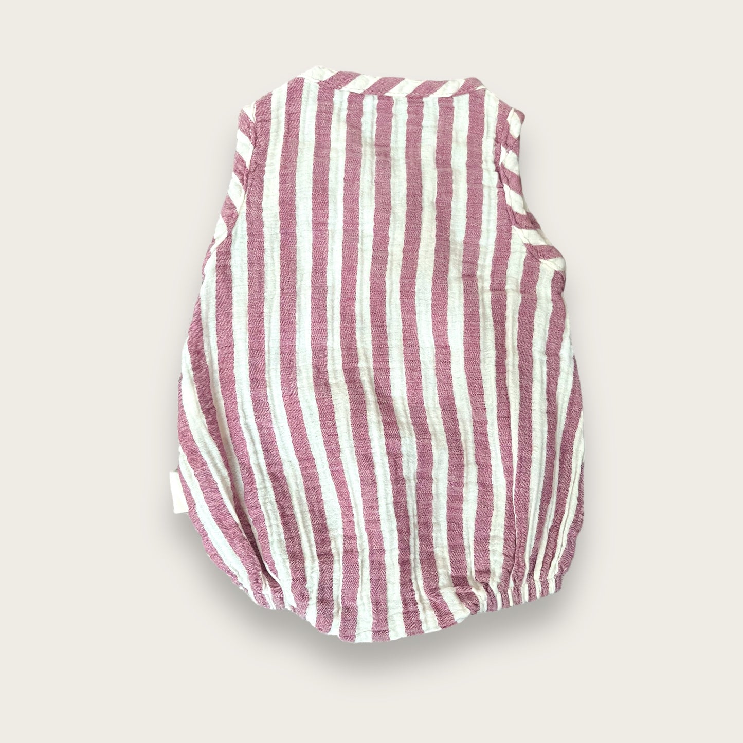 Organic Muslin Baby Romper Brick Stripy