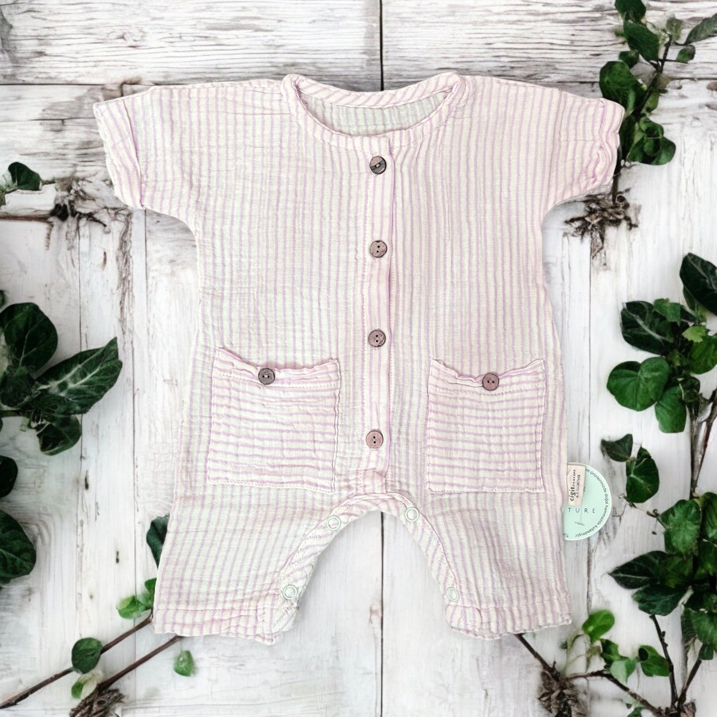 Organic Cotton Stripy Baby Onesie