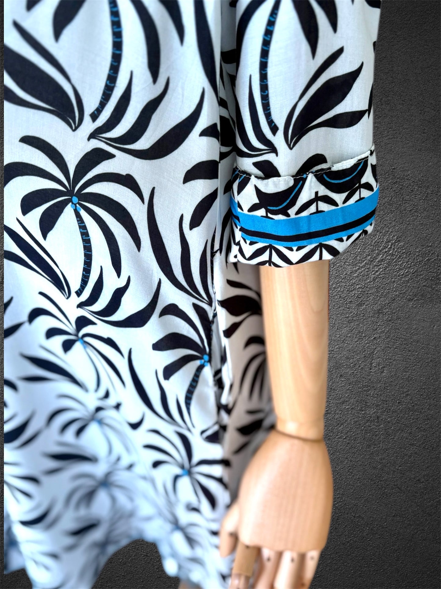 Amalfi Cotton Shirt Dress Black Palm Tree