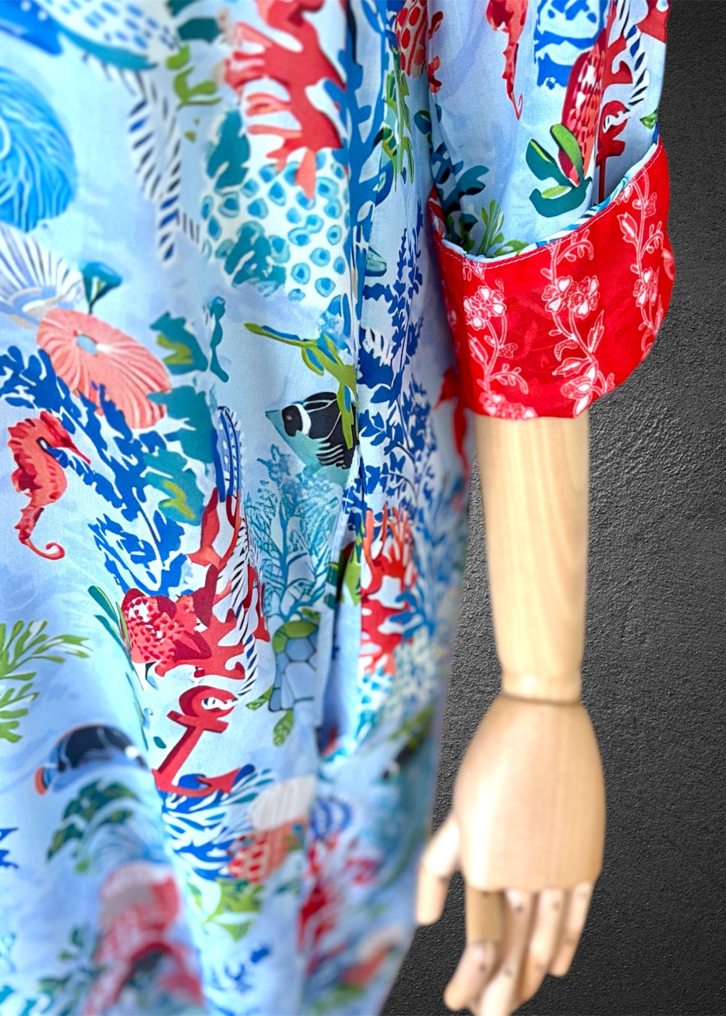 *Amalfi Cotton Shirt Dress Ocean Life