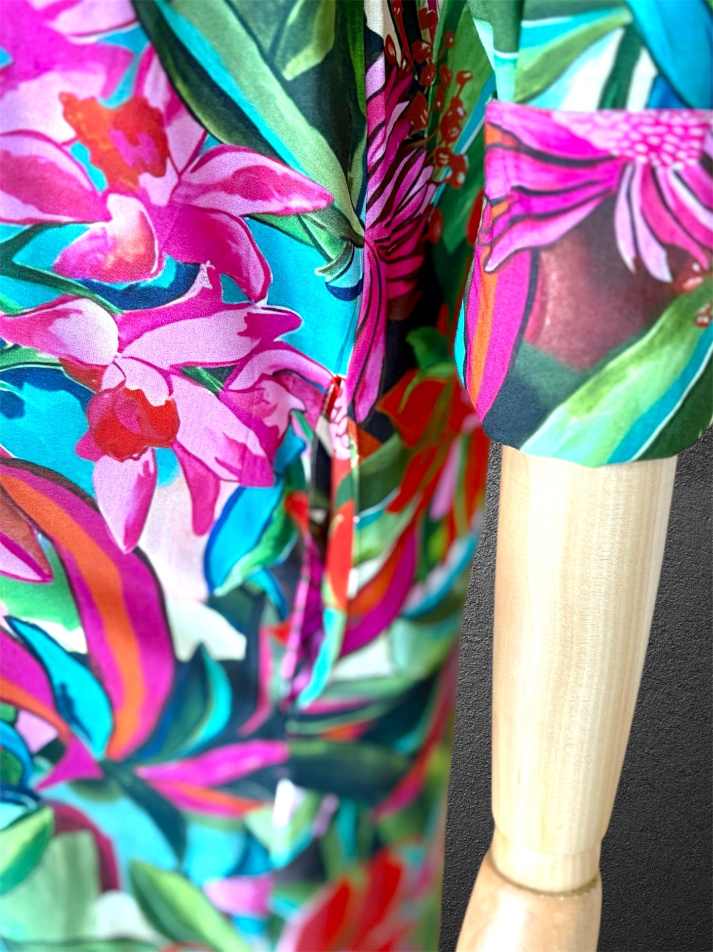 *Amalfi Cotton Shirt Dress Maxi Pink Green Floral