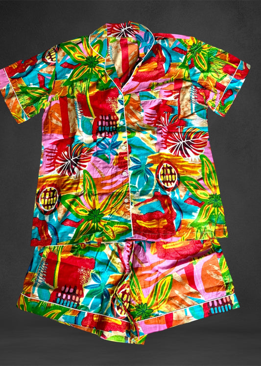 Cotton Block print Pyjamas Short  ; Color POP