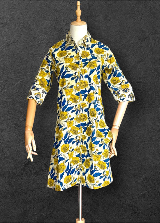 block print Cotton Shirt Dress 