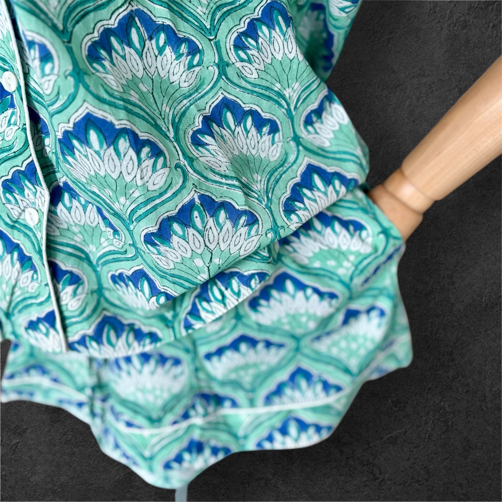 block print pyjamas; cotton pyjamas; indian pyjamas; short sleeve pyjamas