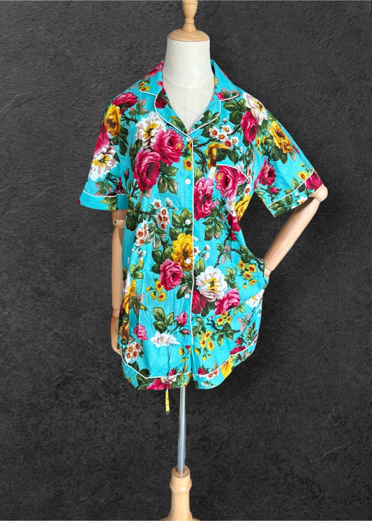 block print pyjamas; cotton pyjamas; indian pyjamas; short sleeve pyjamas