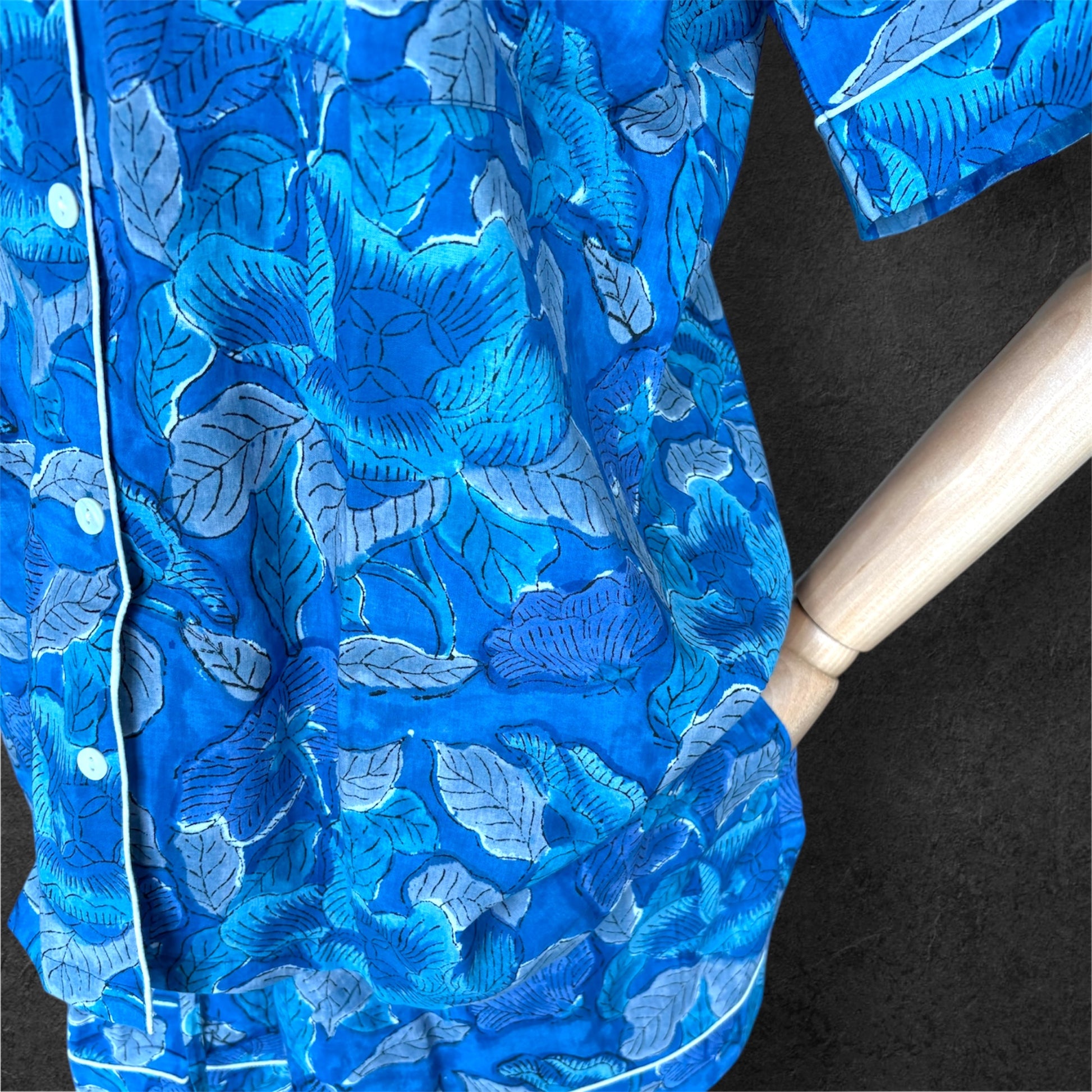 block print pyjamas; cotton pyjamas; indian pyjamas; short sleeve pyjamas