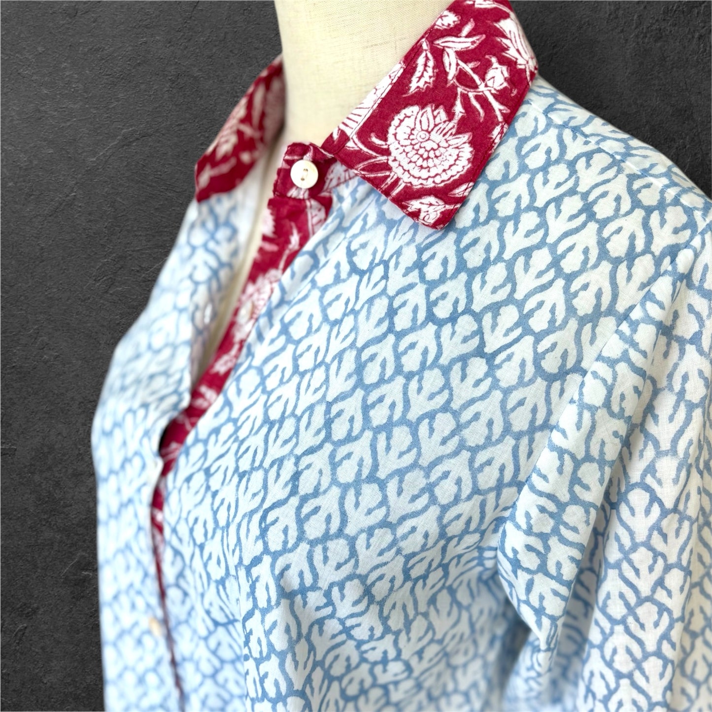 Block Print Cotton Shirt Dress;Casual Dress; Summer Dress