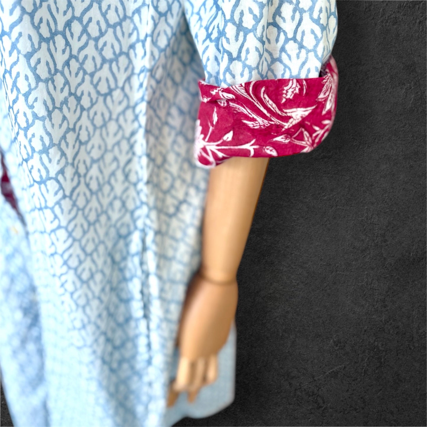 Block Print Cotton Shirt Dress;Casual Dress; Summer Dress