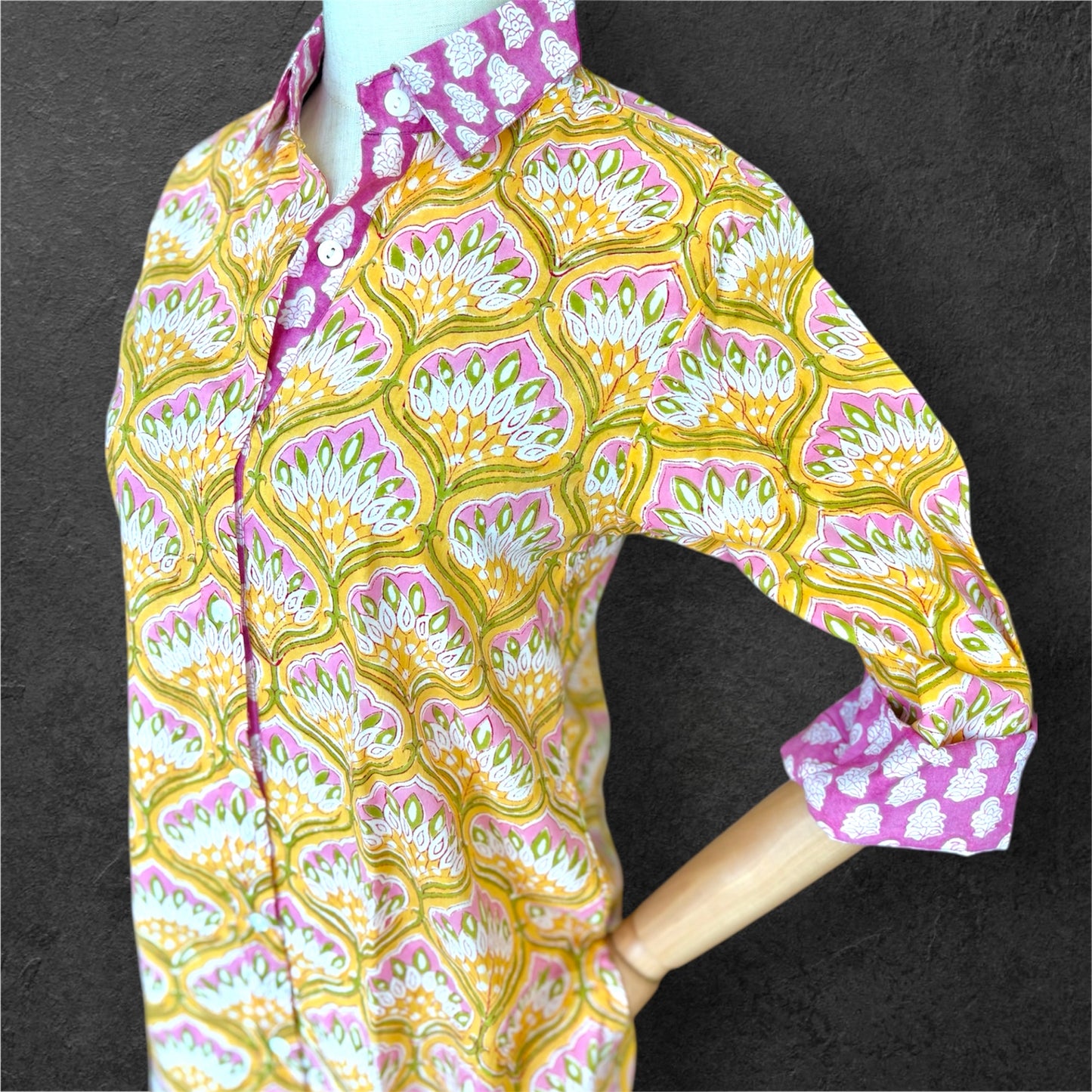 Block Print Cotton Shirt Dress;Casual Dress; Summer Dress