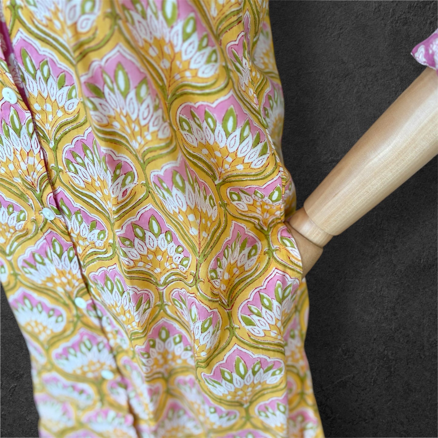 Block Print Cotton Shirt Dress;Casual Dress; Summer Dress