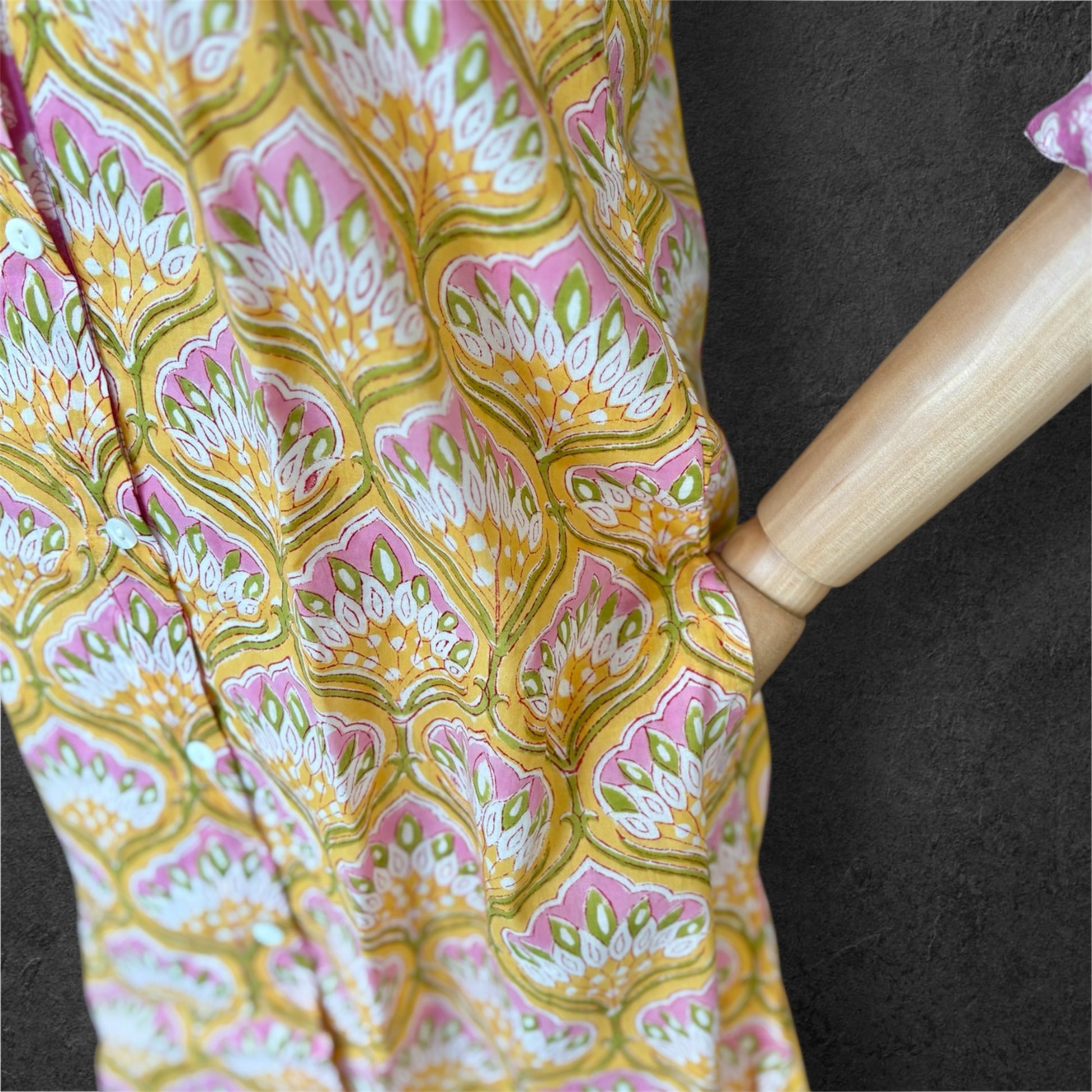 Block Print Cotton Shirt Dress;Casual Dress; Summer Dress