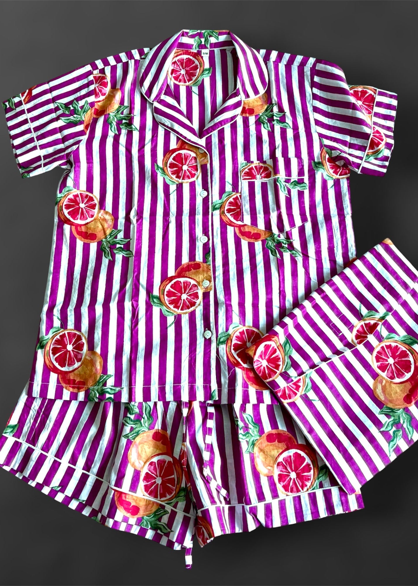 block print Pyjama set; cotton pyjama set; stripy pyjama set ; fun pyjama; breathable pyjama; short seeved pyjama 