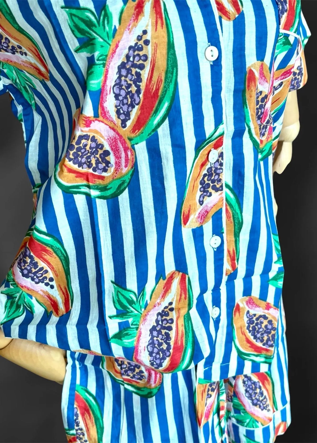 block print pyjama set; short sleeve pyjama set; volorful pyjama set; cotton pyjama set; stripy pyjama set; fun pyjama ; natural pyjama ; breastfeeding pyjama ; natural pyjama set 